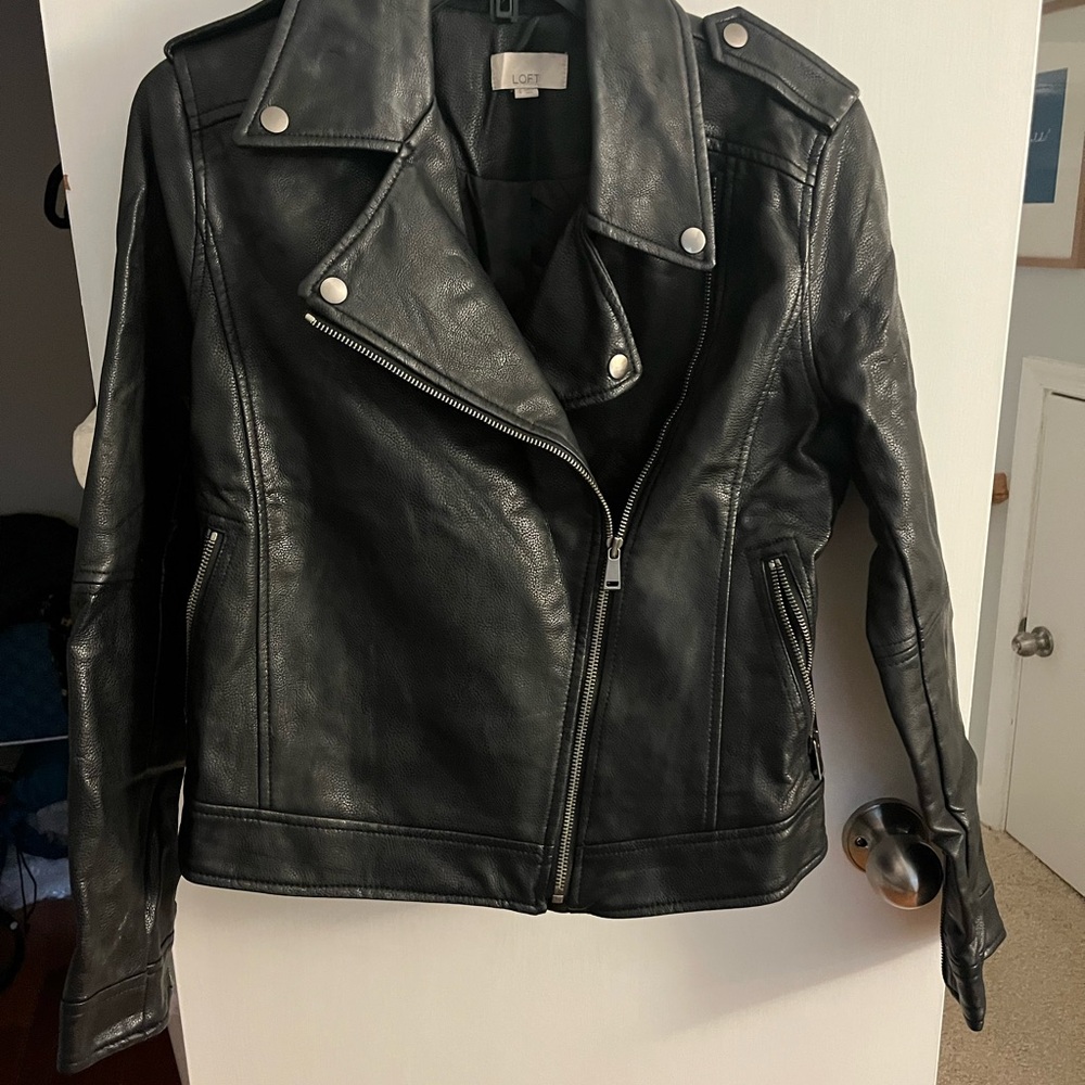 LOFT Black Leather Biker Jacket